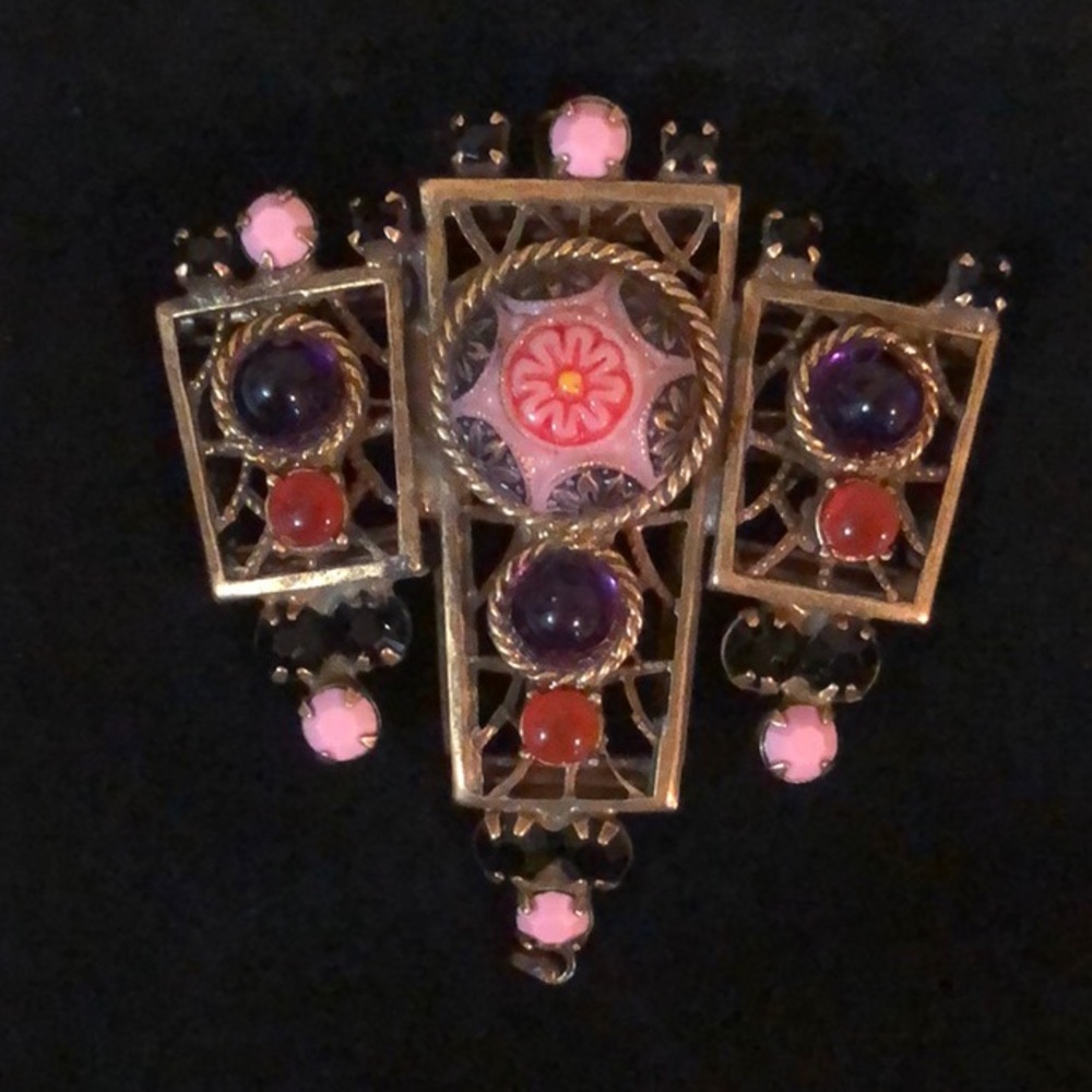 JULIANA D & E Vintage Moroccan Matrix Brooch / Pendant Modified